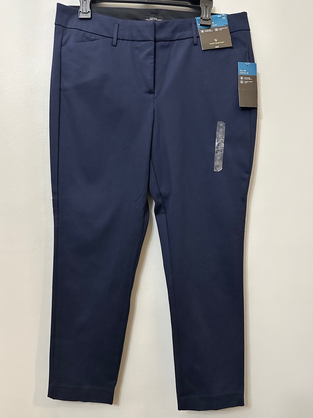 Worthington Slim Ankle Pants Size 10 Williamsburg Navy Blue Bi-Stretch NWT